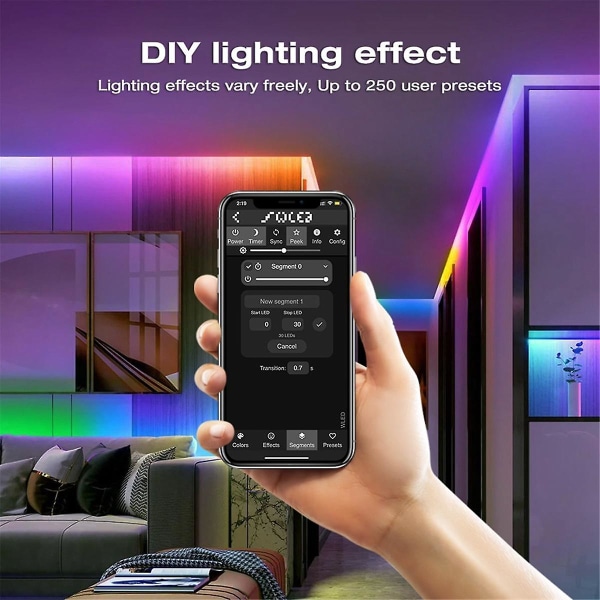 Wled Strip Controller Led-ljus Över 100 dynamiska ljuslägen Diy Wifi App Control 800 Ic Rgb Rgbw No Need Hub
