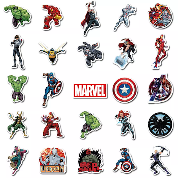 50X Marvel Superhelter Ironman Thor Hulk Captain America Graffiti-klistremerker