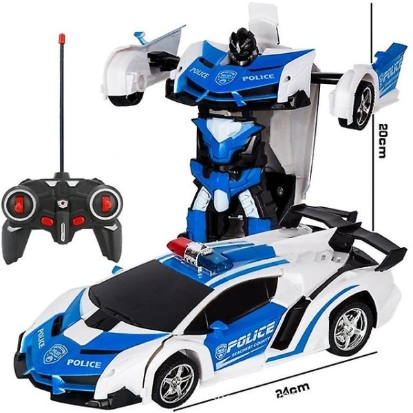 Fjärrstyrd bil för pojke, transformationsrobotmodell, stridsleksak, födelsedagspresent, 1:18, 2 i 1 Blue white