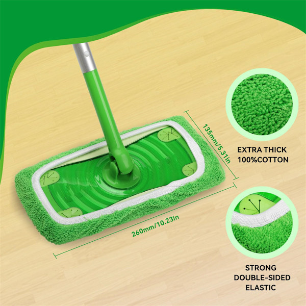 Swiffer Sweeper Mop Erstatningskluter, kluter for Swiffer Gulvmopp, Gjenbrukbar Deksel 6PCS