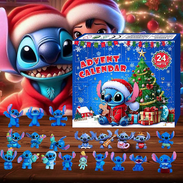 Julkalender 2024 Lilo & Stitch Actionfigur Leksak 24 Dagar Nedräkning Blind Box Överraskningsgåvor