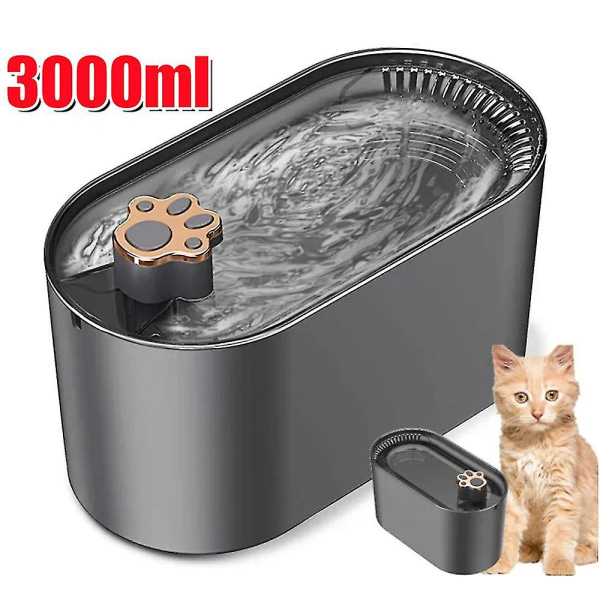 3l kattvattenfontän för hundar ledd dricksvattenskål Automatisk dispenser