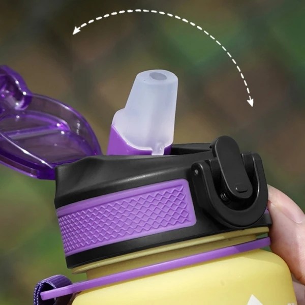 Vandflaske Sport Drikkestue Plast Vandkop 1000ML - på lager Yellow&Purple