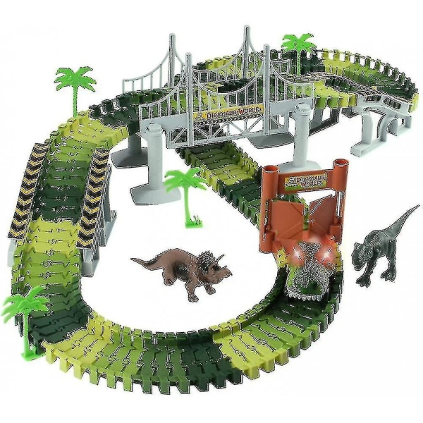 Race Track Dinosaur Toy Car &amp; Flexibelt spårspelset 2 dinosaurier