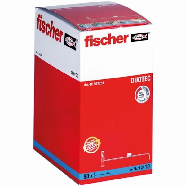 Toggle pluggar D10 nylon Duotec 10X50 låda med 50 st - FISCHER - 537258 Vitt och rött
