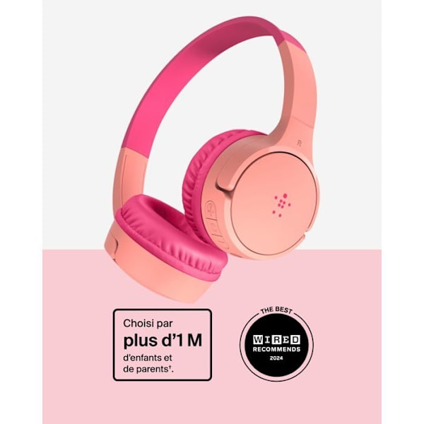 Barnhörlurar - BELKIN - Soundform Mini - Rosa - Sladd - Över-örat Rosa