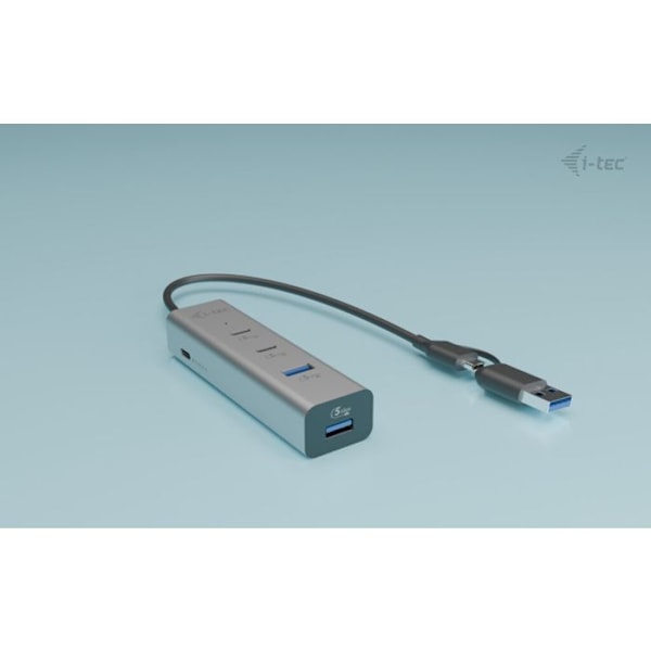 USB-hubb - i-tec - Universell - 4 portar - Power Delivery 85W - Metall Silver