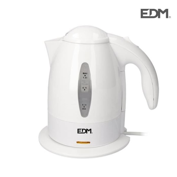 Elektrisk vattenkokare - edm - 2200W - 1 liter - Utan BPA - Automatisk avstängning Vit