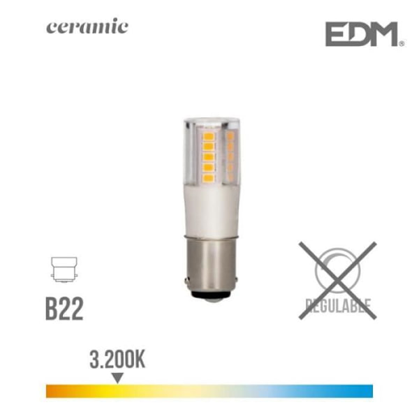 Ampoule LED med bajonett B22 5.5W 650 lm 3200K - EDM - Keramisk bas - Varmvit - Dimmerkompatibel Vit varm