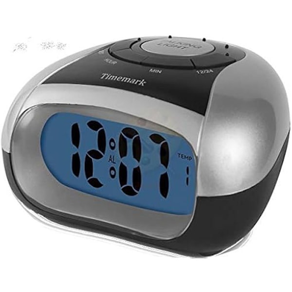 Skrivbordsklocka - IBIZA - Talande Modell - Bakgrundsbelyst Skärm - Fungerar med AA-batterier - Perfekt för vuxna Grå
