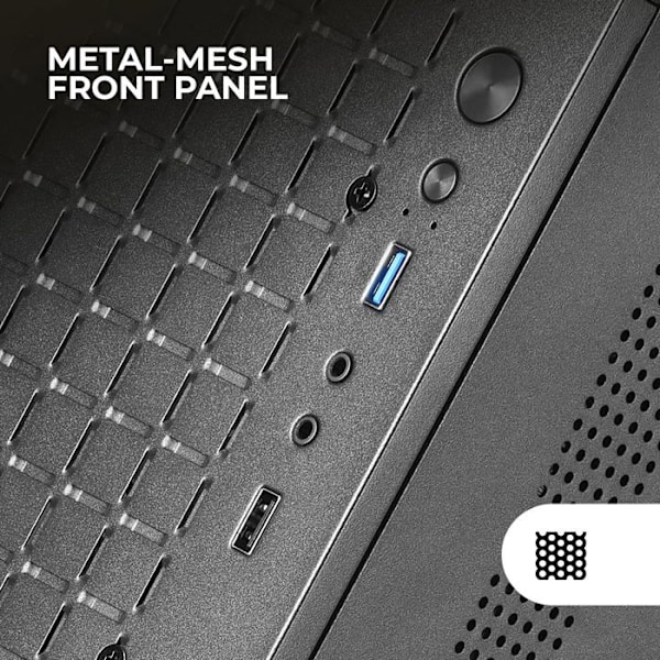 Mars Gaming MC-1000, kompakt MicroATX-fodral, frontdesign i metallnät, helt sidofönster, 1x FDB 80 mm fläkt