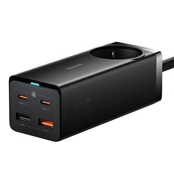 BASEUS GAN3 PRO VÄGGLADDARE-POWERSTRIP 2XUSB + 2XUSB-C + AC, 65W PSZM