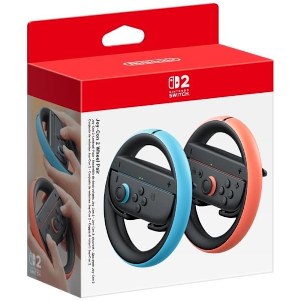 Paire av ratts för Joy-Con 2 • Tillbehör till Nintendo Switch 2 Svart, Ljusblå & Ljusröd