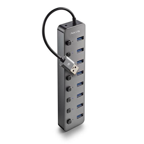 USB 3.0-hub - NGS - IHUB 8 - 8 portar - 5 Gbps - Plug & Play - Svart