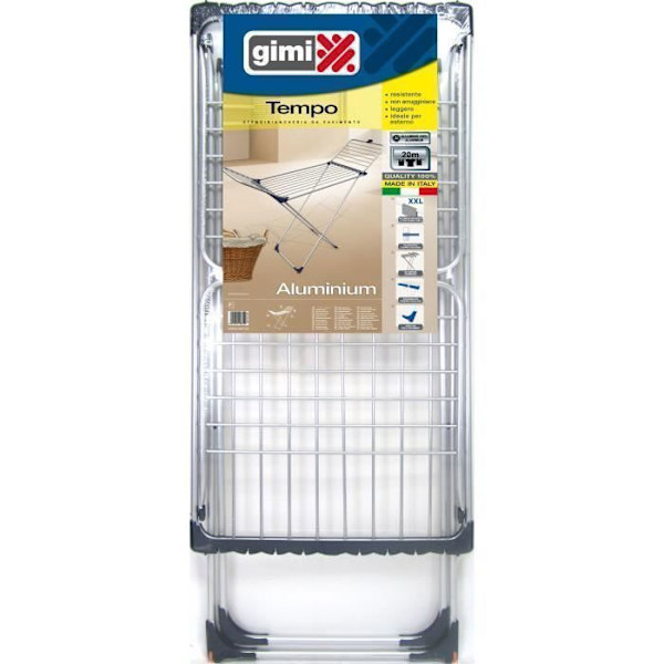 Gimi Stendibiancheria da Pavimento Tempo i Alluminio 20 mt Stendibili, 1670 mm, 555 mm, 915 mm, 2,2 kg, 585 mm, 195 mm
