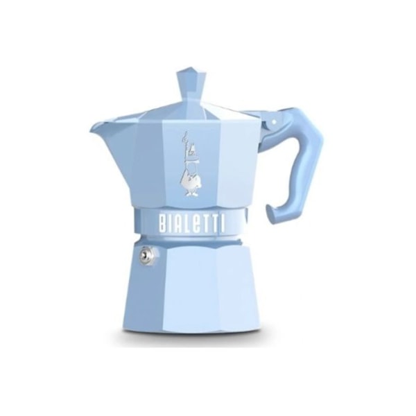 Cafékanna Moka - BIALETTI - Exklusiv - 3 Koppar - Färg Azure - Tryckkokare ljusblå
