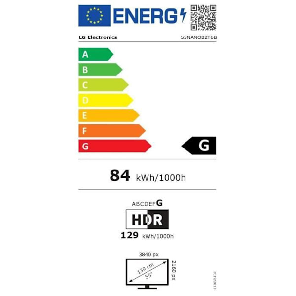 LG 55NANO82 - TV NanoCell 55" (139 cm) - 4K UHD 3840x2160 - HDR10 Pro - Smart TV - 3 x HDMI 2.0 - WiFi