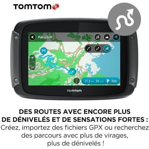 TomTom GPS Moto RIDER 550 - 4,3 tum, Världskarta, TomTom Trafik, Varningsaviseringar för Farozoner, Handsfree-Samtal