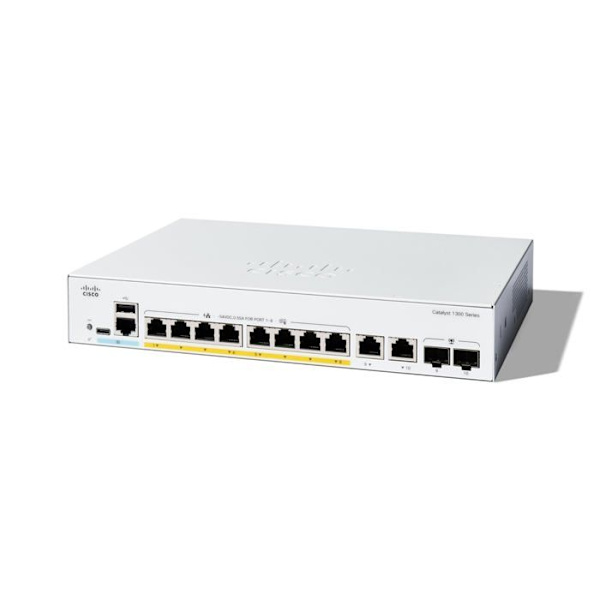 Switch - CISCO - Catalyst 1300 - 8 portar GE PoE - Gigabit Ethernet - 67W PoE Grå