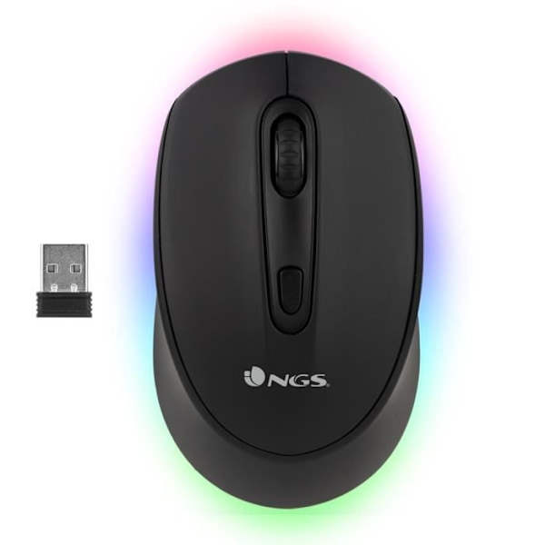 Souris Multi-Appareils - NGS - SMOG-RB - Uppladdningsbar - LED-belysning - Bluetooth 3.0/5.0 Svart