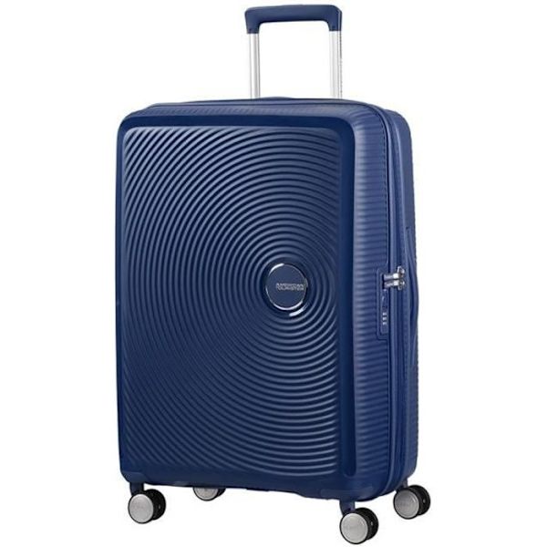Mellan Resväska - American Tourister - Soundbox Exp Spinner - Blå NAVY - 4 Hjul - ABS MÖRKBLAU