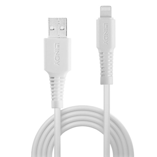 Lindy Lightning-kabel Lightning (M) till USB (M) 1 m vit halogenfri för Apple iPad-iPhone-iPod (Lightning)