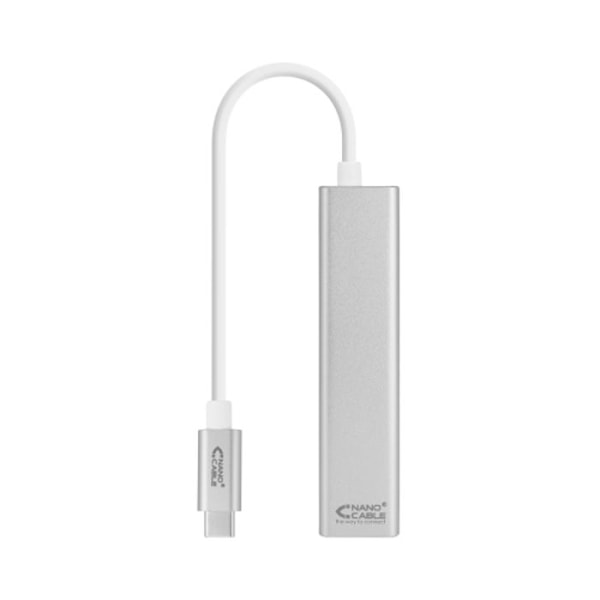 USB-C-konverter - Nanocable - Gigabit Ethernet - 3xUSB 3.0 - Aluminium - 15 cm
