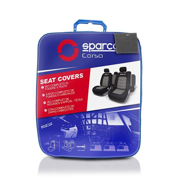 Bilstolsöverdrag - Sparco - S-line - Grå - Universal - Airbag-kompatibel Svart grå
