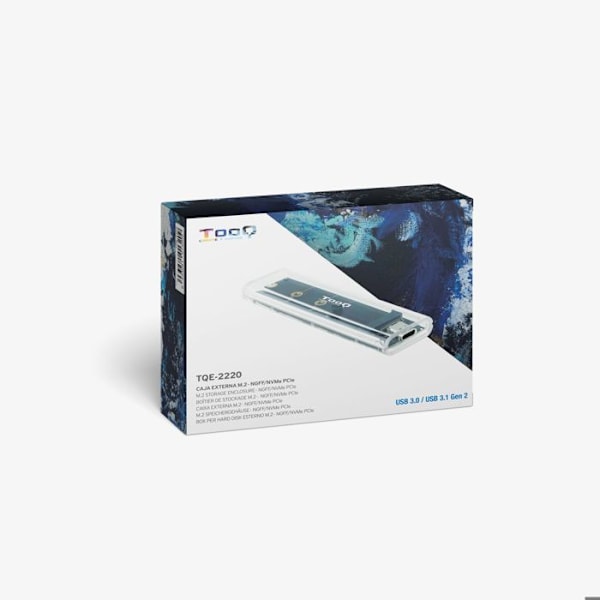TOOQ TQE-2200 - Externt hölje för M.2 NGFF/NVMe SSD, transparent hölje, RGB