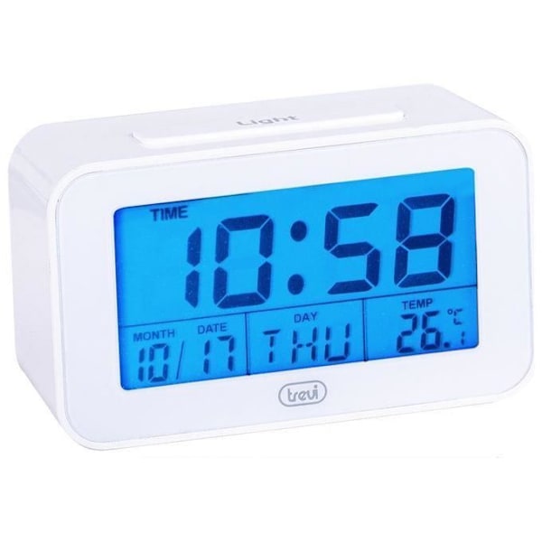 Digital klocka - Trevi - SLD 3P50 - Stor LCD-skärm - Programmerbar väckarklocka - Snoozefunktion Vit