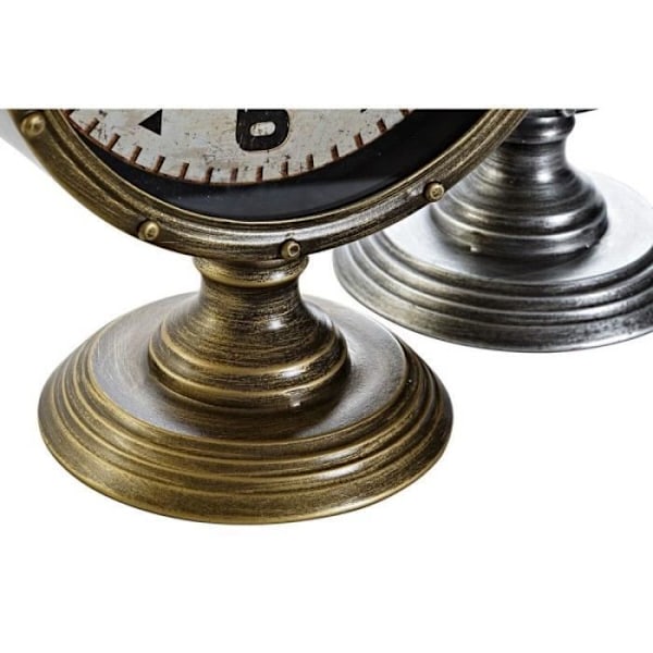 Bordsklocka DKD Heminredning Glas Silver Guld Metall (20,5 x 13,5 x 28 cm) (2 enheter)