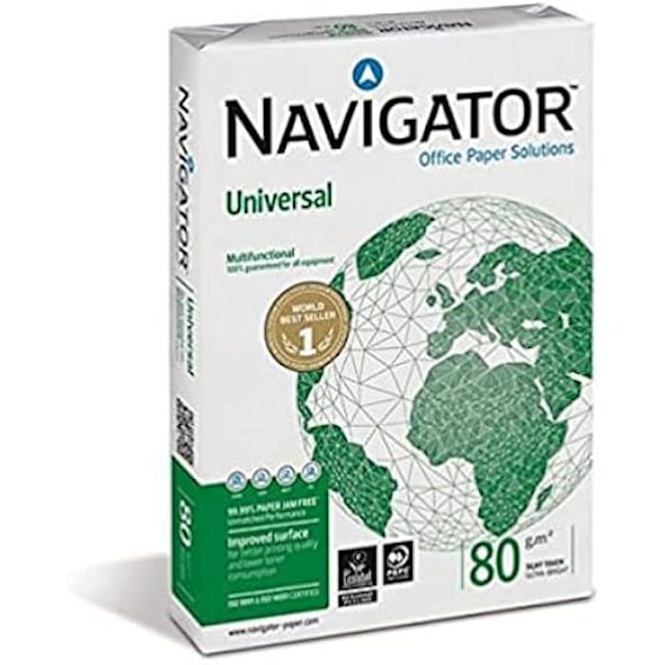 Premium vitt A3-papper - Navigator - 80 g - Kartong med 5 x 500 ark Vit