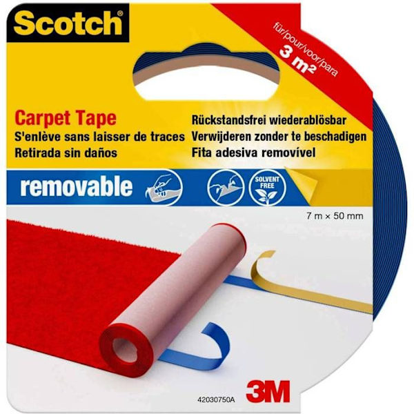 Löstagbar självhäftande tejp - Scotch - 50 mm x 7 m - Svart - Blandat - Matta blå
