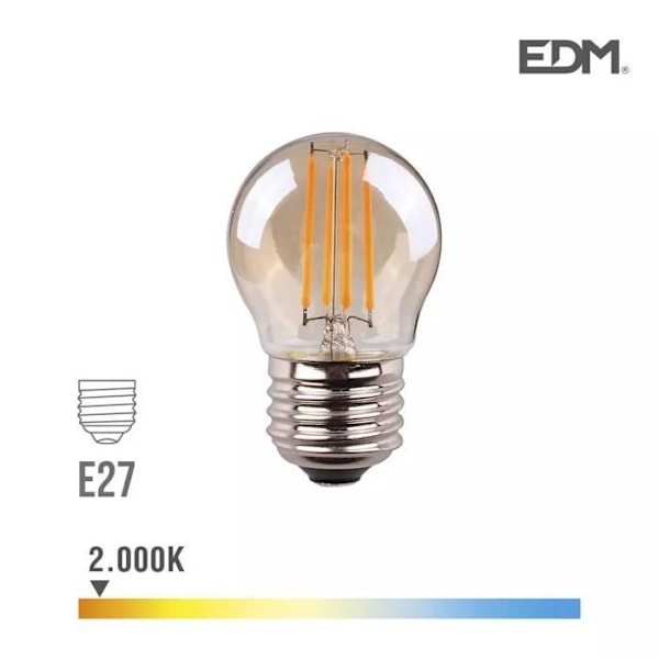 LED-lampa E27 4,5W Rund utrustad Vit varmt