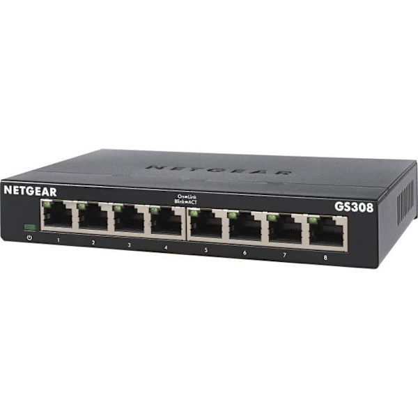 NETGEAR GS308-300PES Metal Ethernet-switch 8 Gigabit-portar (10/100/1000) Svart