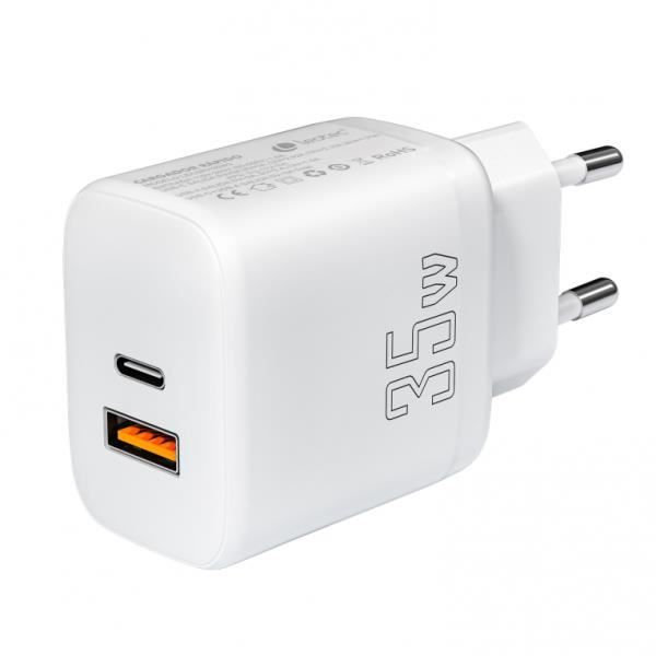 Laddare - LEOTEC - 35W - 1 USB C PD - 1 USB A - Svart - Snabbladdning Apple/Samsung Svart