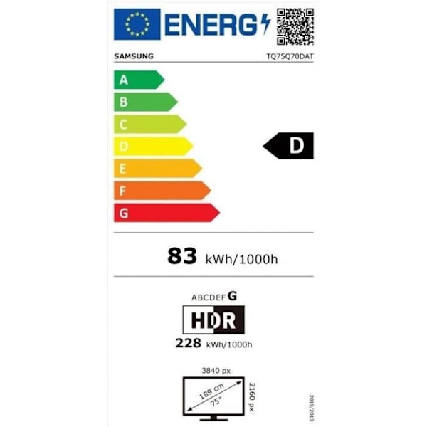 Samsung 75Q70D - 75" (190 cm) QLED TV - 4K UHD 3840x2160 - 120 Hz - Quantum HDR - Gaming HUB - Smart TV - 4xHDMI - WiFi