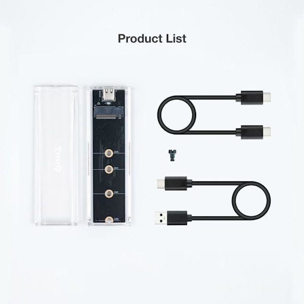 TOOQ TQE-2200 - Externt hölje för M.2 NGFF/NVMe SSD, transparent hölje, RGB