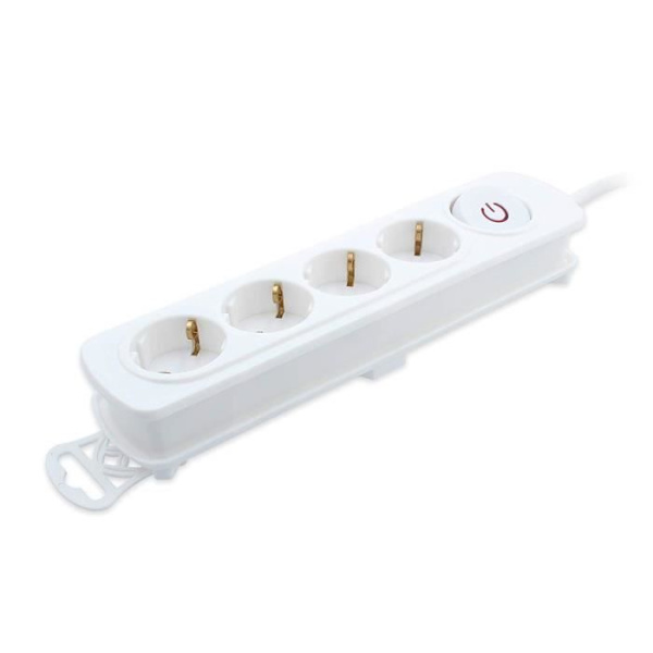 Tm Elektron Multiprise 4 Uttag med Strömbrytare, Vit - TMUAD204WH