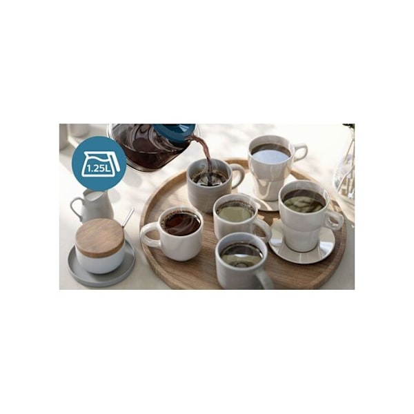 Kaffebryggare - PHILIPS - HD7411/70 - 1,25L - Automatisk avstängning - Permanent filter Blå