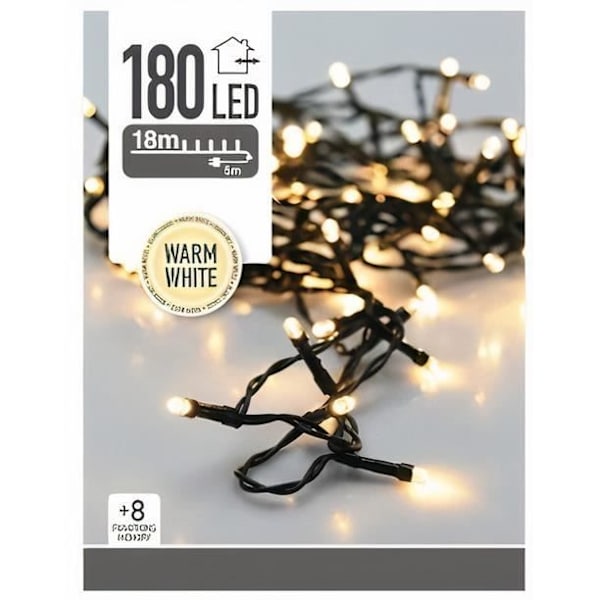 Ljusgirland - Hem & Inredning - 18 m - Vit och Gul - 180 stycken - Utomhus vit, gul