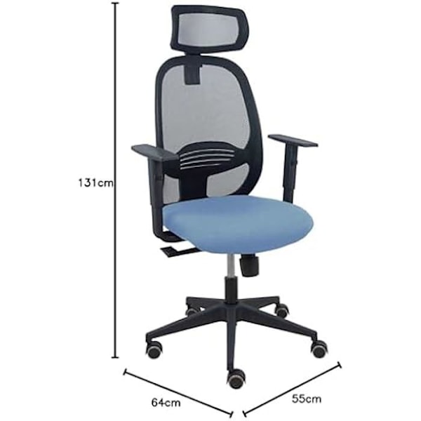 Kontorsstol - PIQUERAS Y CRESPO - Bali - Ergonomisk - Justerbara armstöd - Justerbart huvudstöd Himmelsblå