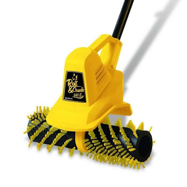 Brosse för syntetiskt gräs - GARLAND - ROLL&COMB 141 E-V19 - Gul - 300 W - Justerbart styre
