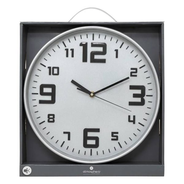 Väggklocka - ATMOSPHERA - D30 - Grå - Silver - Tyst - Temporär Pengar