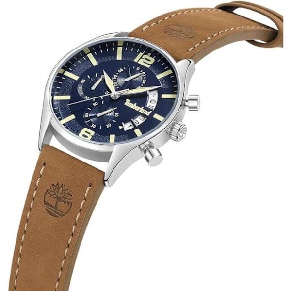 Klocka - TIMBERLAND - TDWGC9001202 - Kvarts - Rostfritt stål - Brunt läder kastanj