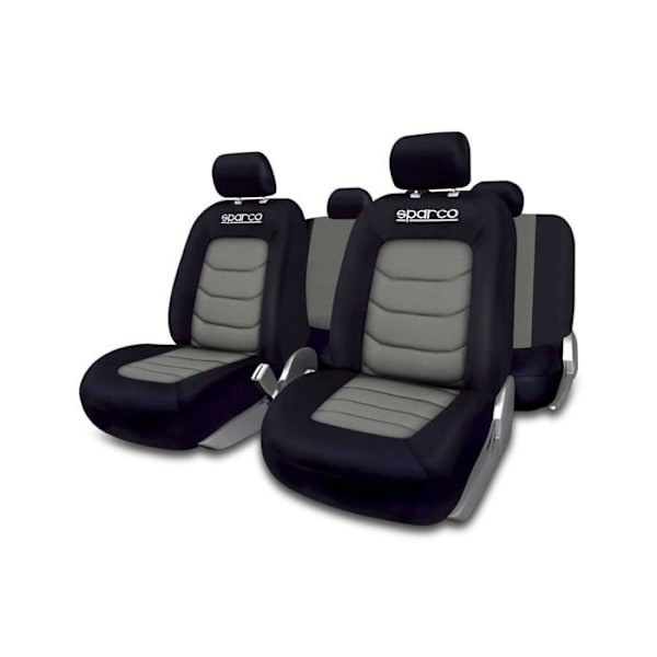 Bilstolsöverdrag - Sparco - S-line - Grå - Universal - Airbag-kompatibel Svart grå