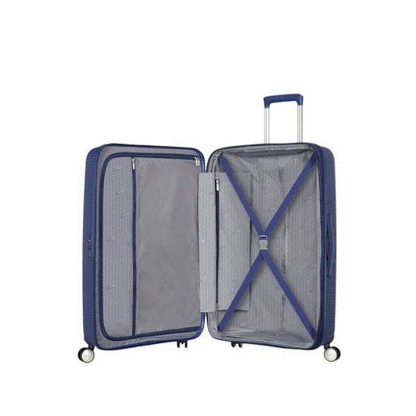 Mellan Resväska - American Tourister - Soundbox Exp Spinner - Blå NAVY - 4 Hjul - ABS MÖRKBLAU