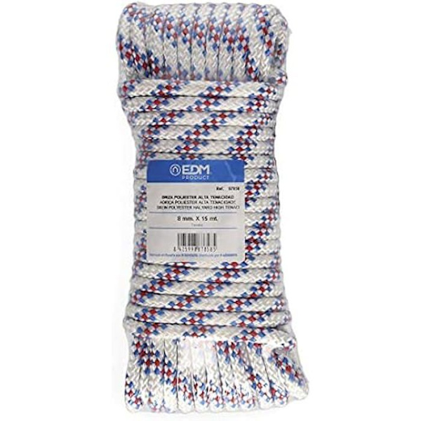 Polyesterfall - EDM - Tricolor - 15 m - Kaliber 8 mm - Flätad Trefärgad