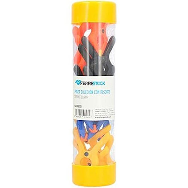 Spännhylsa - FERRESTOCK - FSKPRB001 - Extra stark fjäder - Vridbara käftar - 4 färger Blå, röd, orange, grön