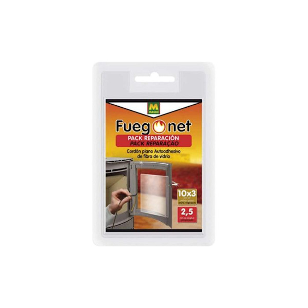 Klistret band - FUEGO NET - Fuegonet 231331 - Svart - 10.5x3x16 CM - Motståndskraftig upp till 650°C Svart